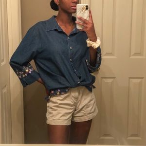 bechamel vintage dark wash button up blouse